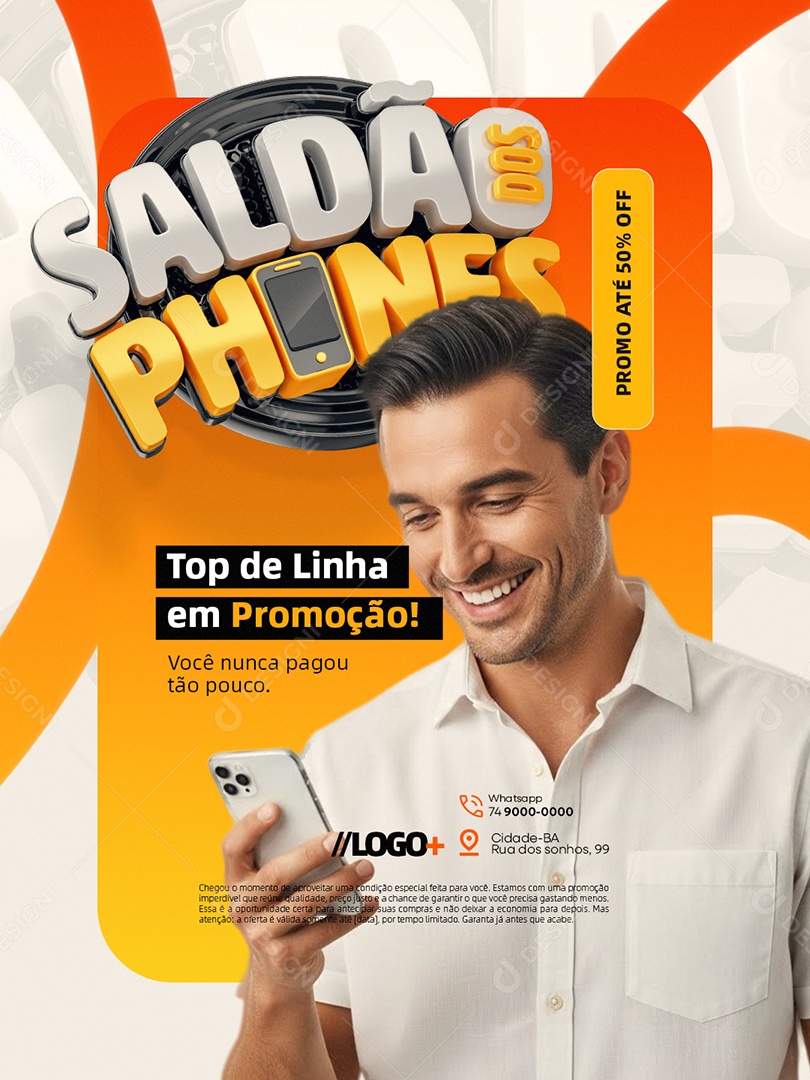 Saldão dos Phones Loja de Celulares Top de Linha em Promoção Social Media PSD Editável