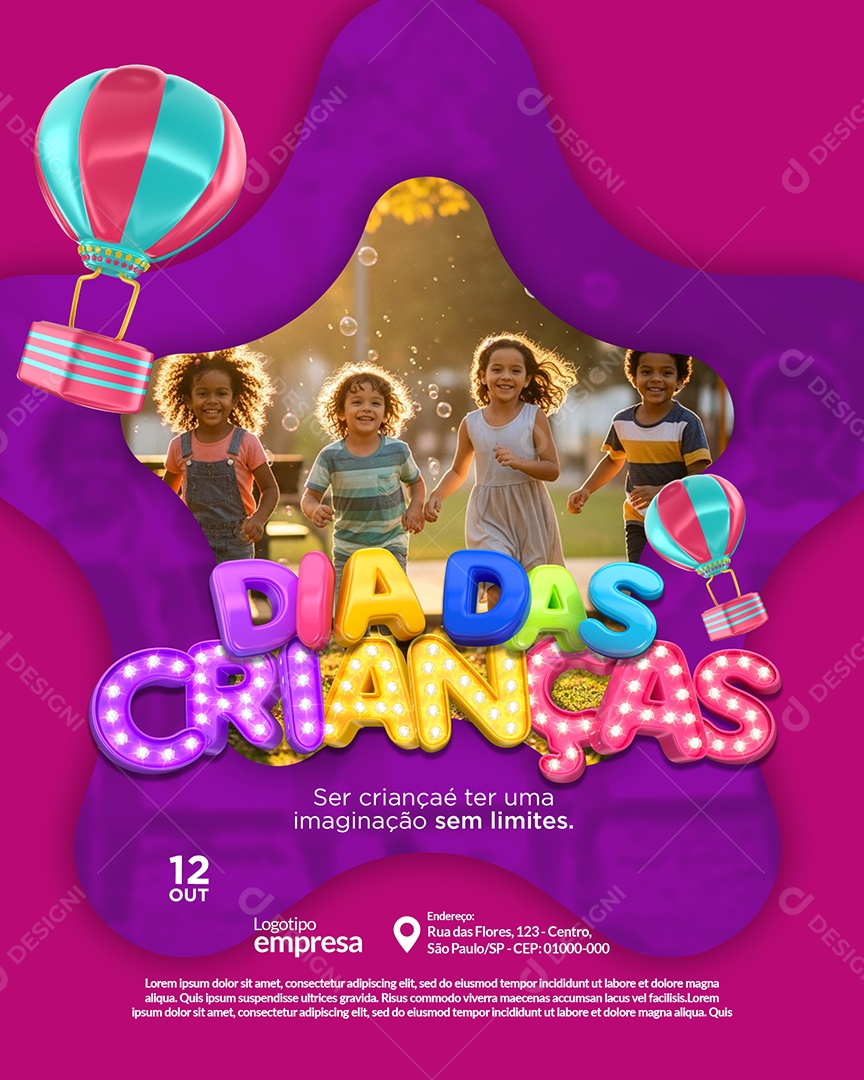 Promoção Black Friday Dia das Crianças Sem Limites Social Media PSD Editável