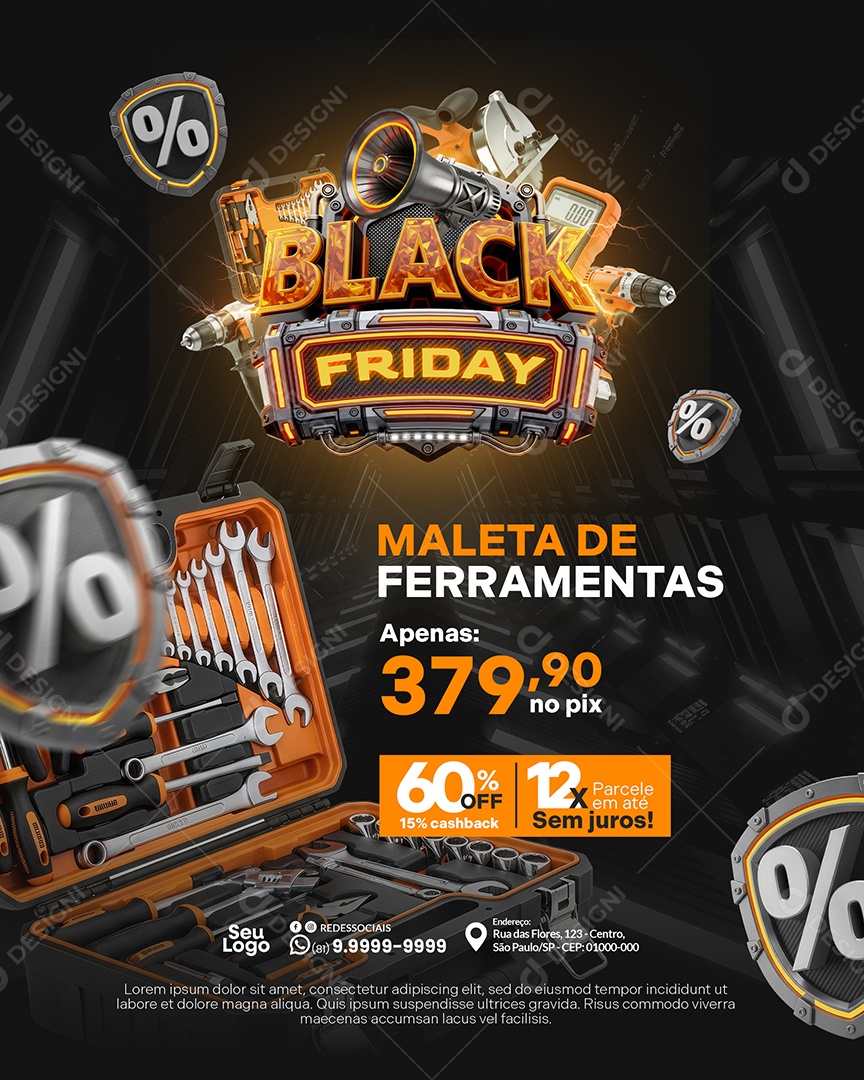 Promoção Black Friday Maleta de Ferramentas Social Media PSD Editável
