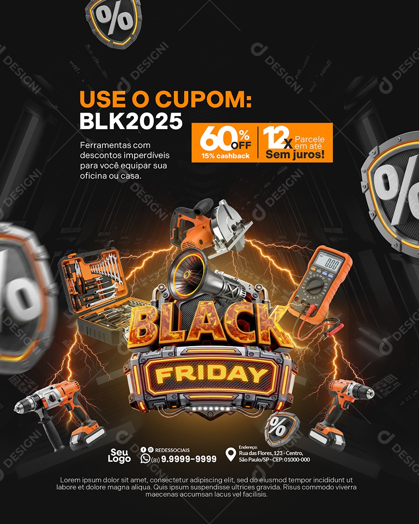 Promoção Black Friday Use o Cupom Social Media PSD Editável