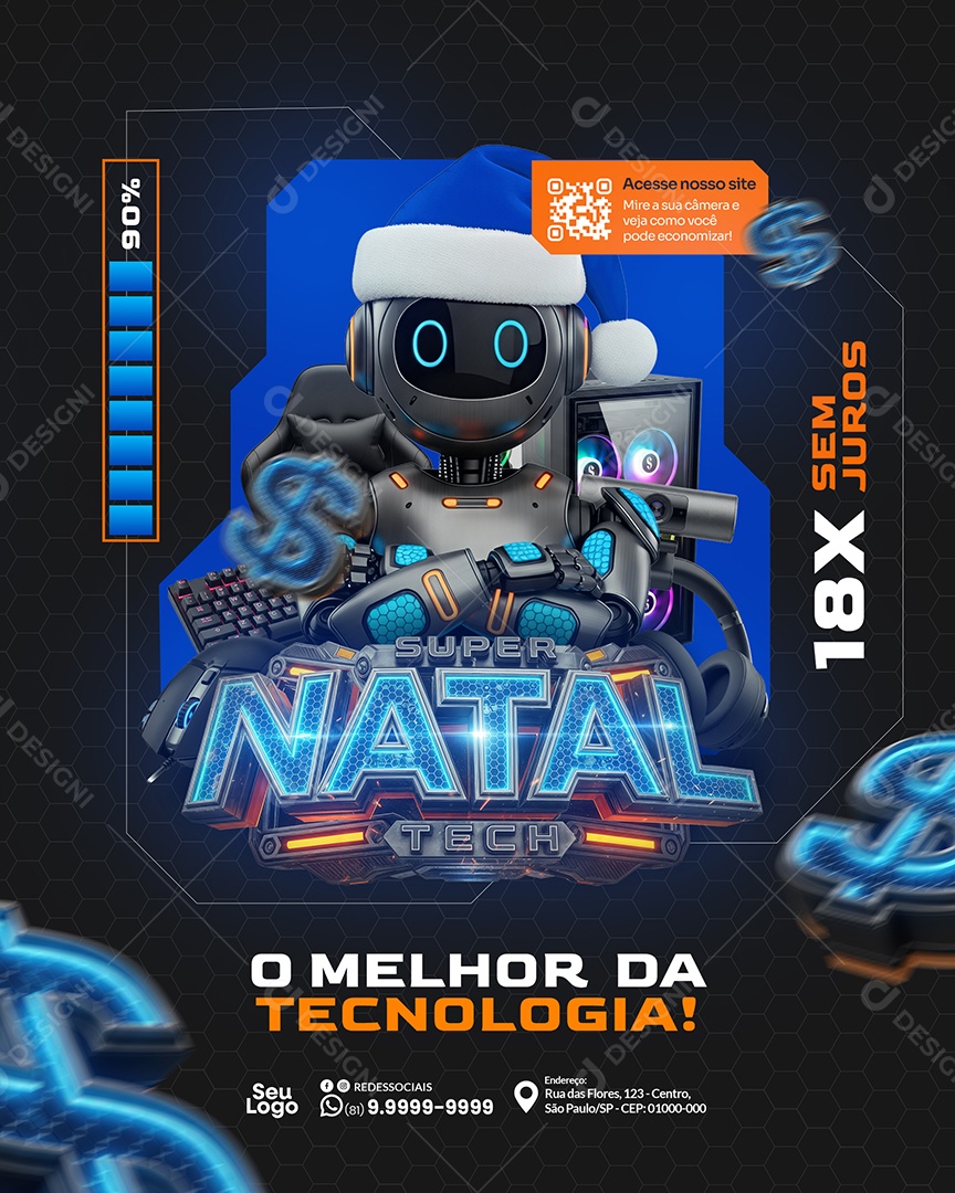 Promoção de Natal o Melhor da Tecnologia Social Media PSD Editável