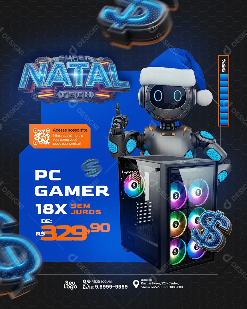 Promoção de Natal PC Gamer Social Media PSD Editável