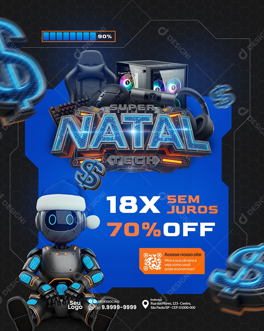 Promoção de Natal Sem Juros Social Media PSD Editável