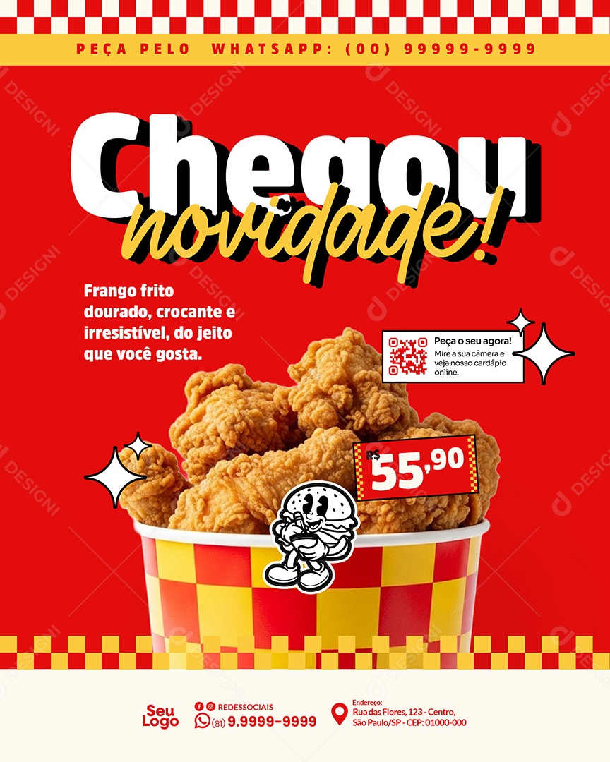 Promoção Restaurante Chegou Novidade Social Media PSD Editável