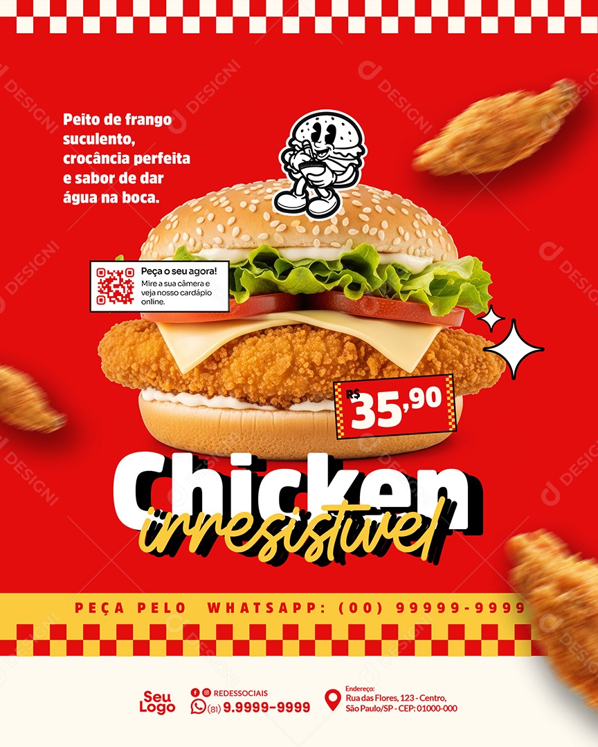 Promoção Restaurante Chicken Social Media PSD Editável