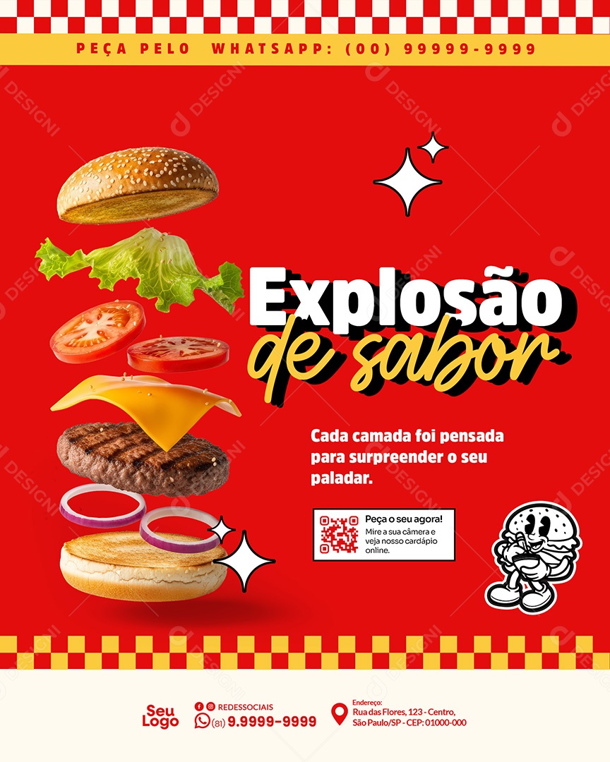 Promoção Restaurante Explosão de Sabor Social Media PSD Editável