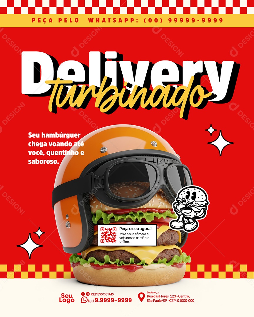 Promoção Restaurante Felivery Turbinado Social Media PSD Editável