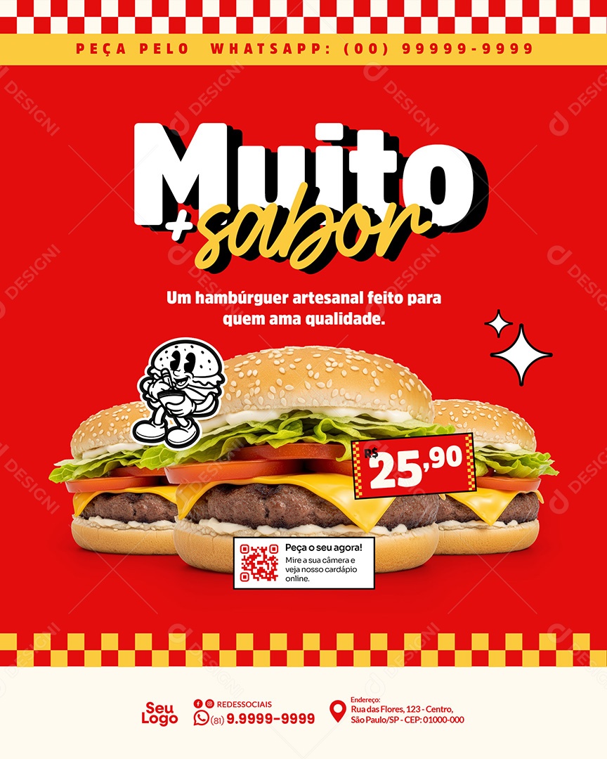 Promoção Restaurante Muito Sabor Social Media PSD Editável