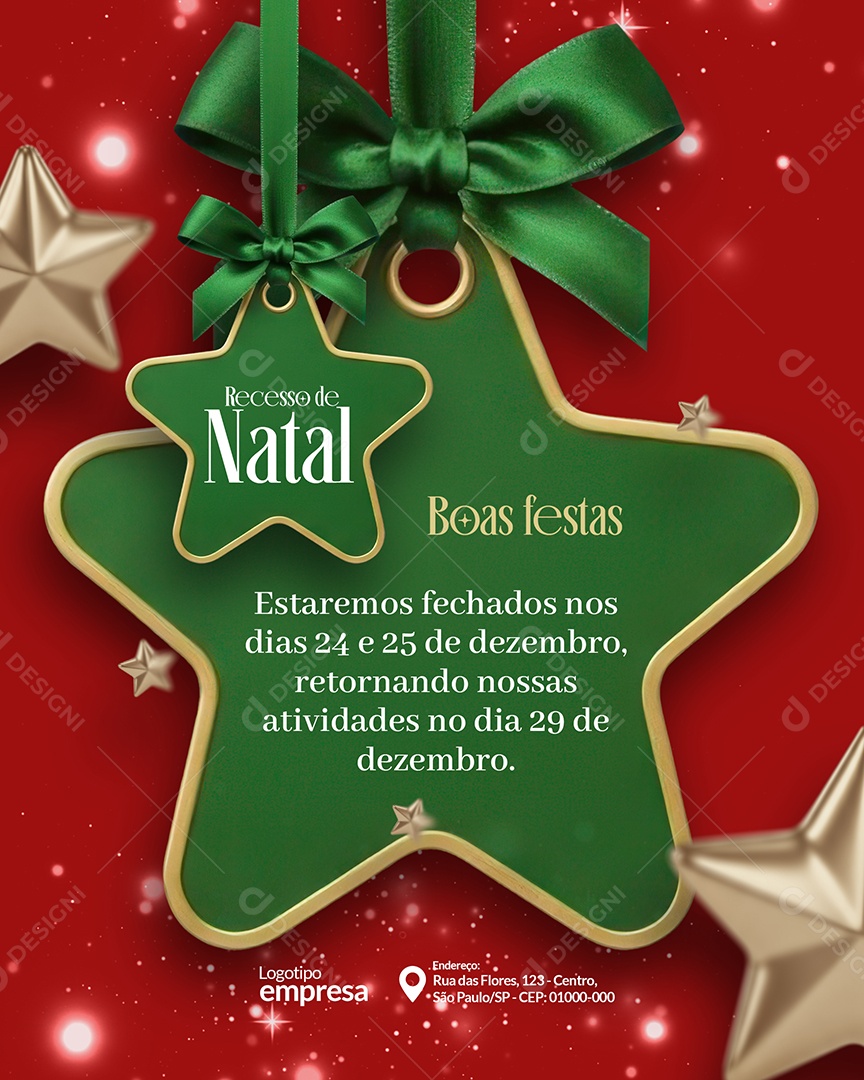 Recesso de Natal Logotipo Empresa Social Media PSD Editável