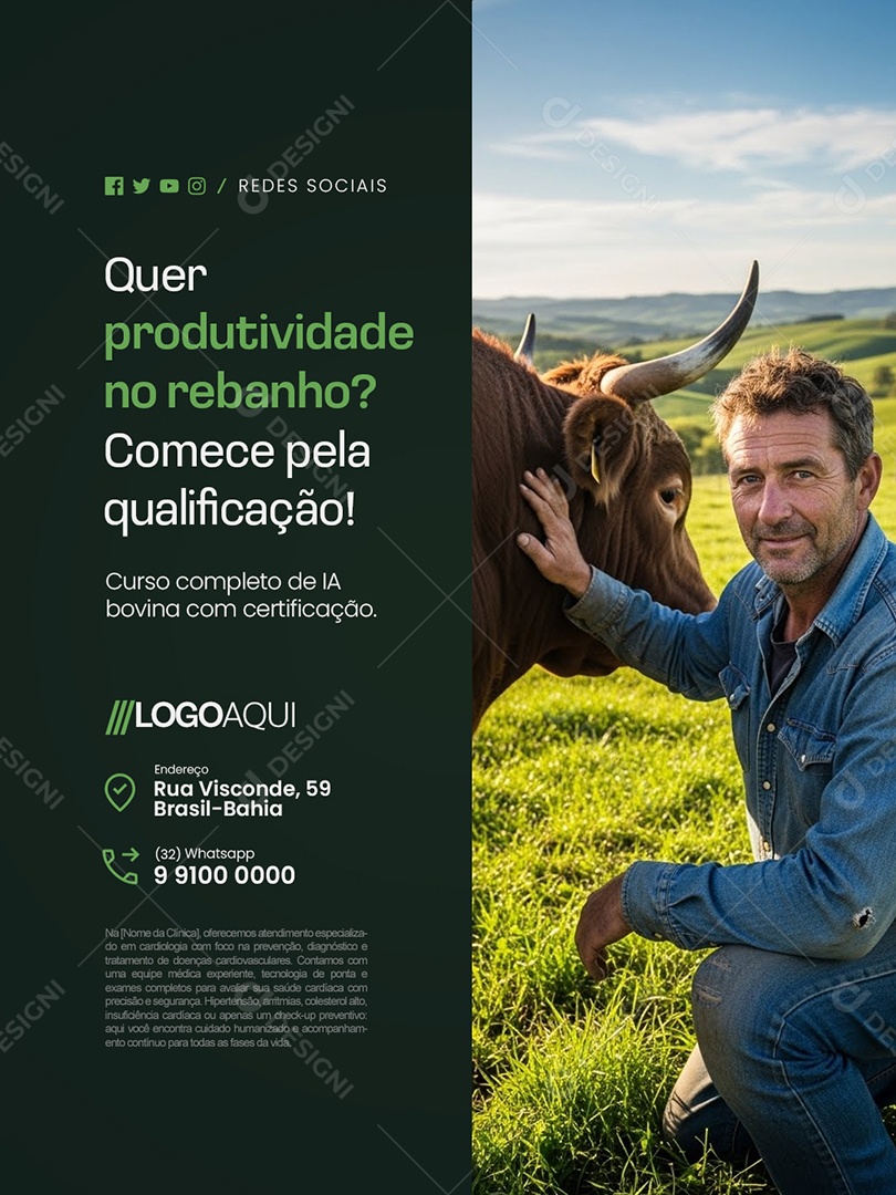 Inseminação Quer Produtividade no Rebanho Comece Pela Qualificação Social Media PSD Editável