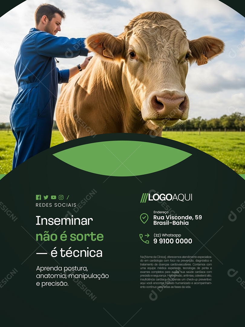 Inseminação Inseminar Não é Sorte é Técnica Social Media PSD Editável