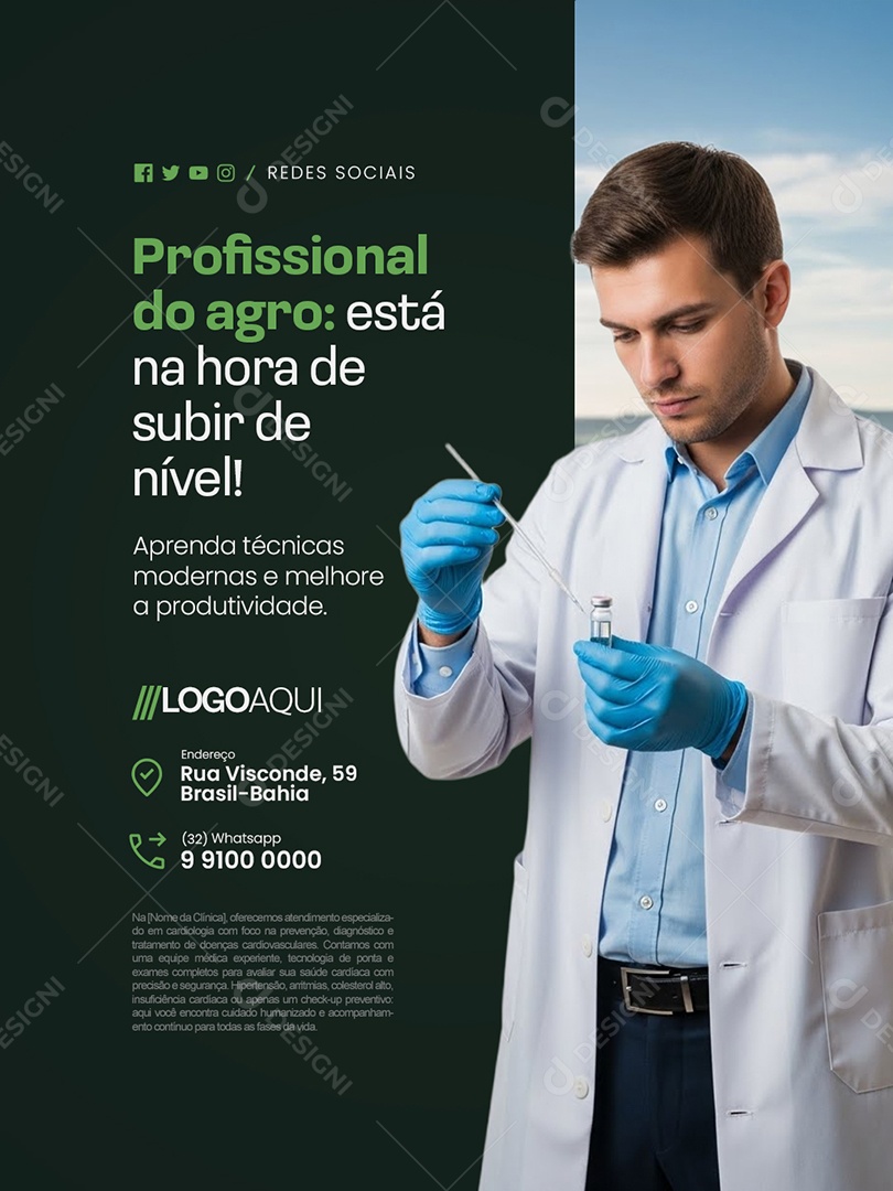Inseminação Profissional do Agro Está na Hora de Subir de Nível Social Media PSD Editável