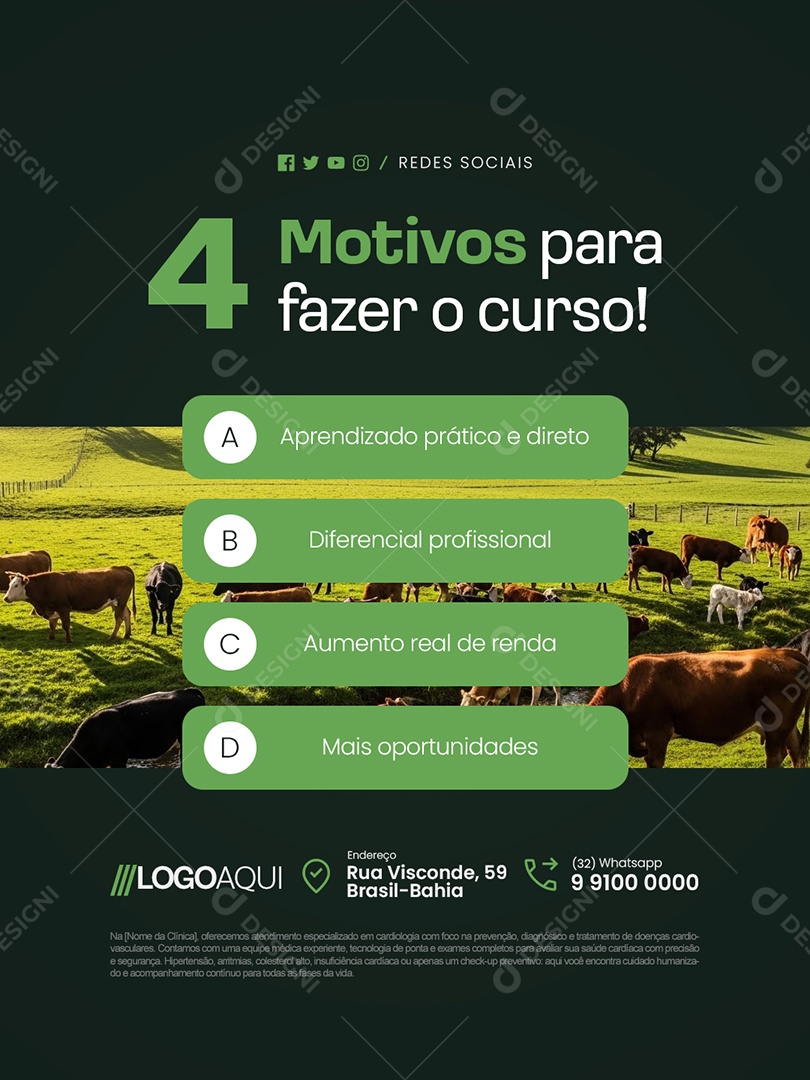 Inseminação Quatro Motivos para Fazer o Curso Social Media PSD Editável