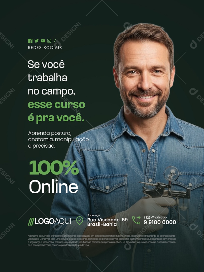 Inseminação Se Você Trabalha no Campo Esse Curso é Pra Você Social Media PSD Editável