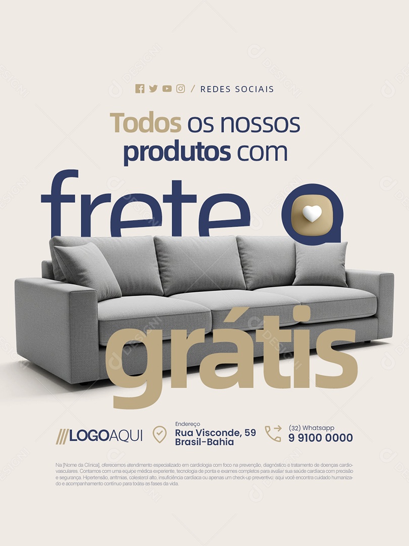 Loja de Colchões Todos Os Nossos Produtos com Frete Grátis Social Media PSD Editável