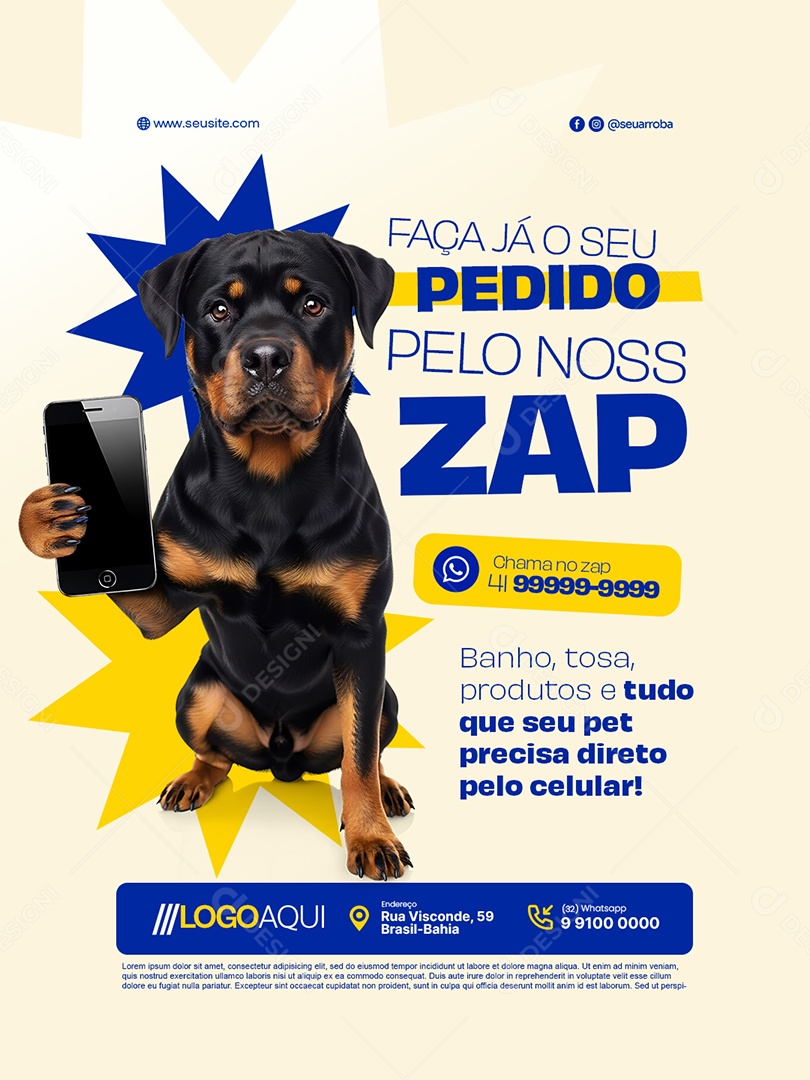 Petshop WhatsApp Faça Já o Seu Pedido Pelo Nosso Zap Social Media PSD Editável