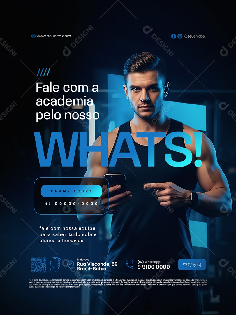 WhatsApp Fale com a Academia Pelo Nosso Whats Social Media PSD Editável
