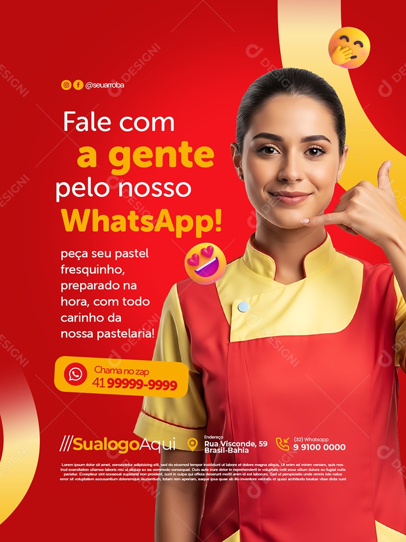 Pastelaria Fale com a Gente Pelo Nosso Whatsapp Social Media PSD Editável