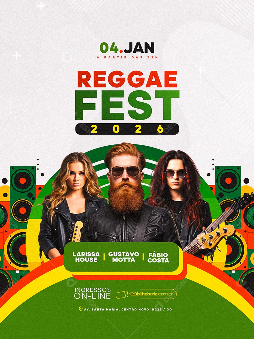 Flyer Próximos Shows Reggae Fest 2026 Social Media PSD Editável