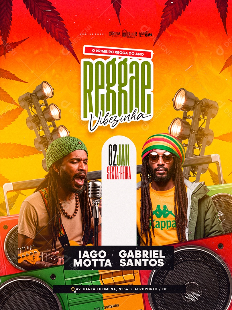 Flyer Próximos Shows Reggae Vibezinha Social Media PSD Editável