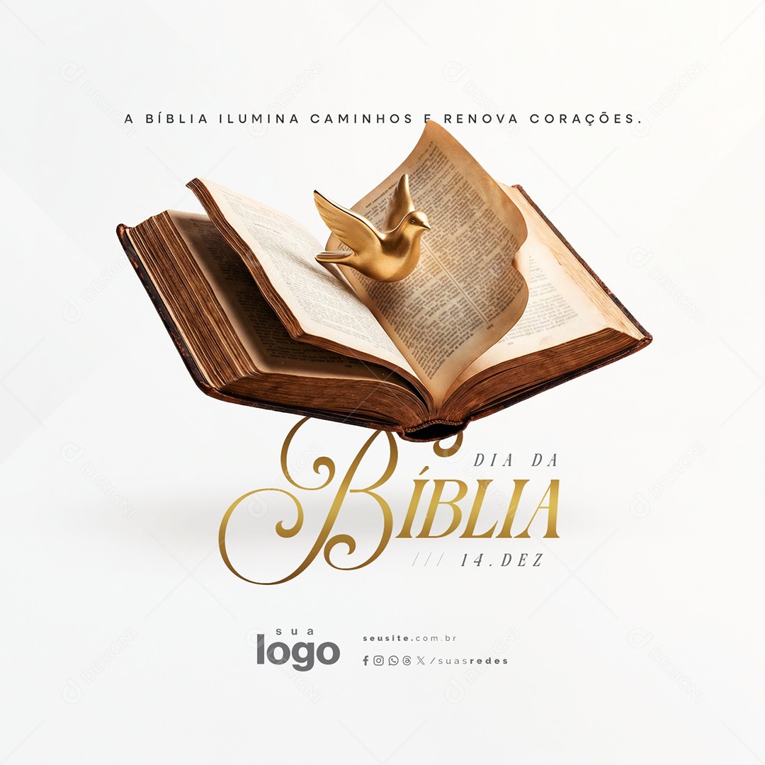 Dia da Bíblia 14 de Dezembro a Bíblia Ilumina Caminhos e Renova Corações Social Media PSD Editável