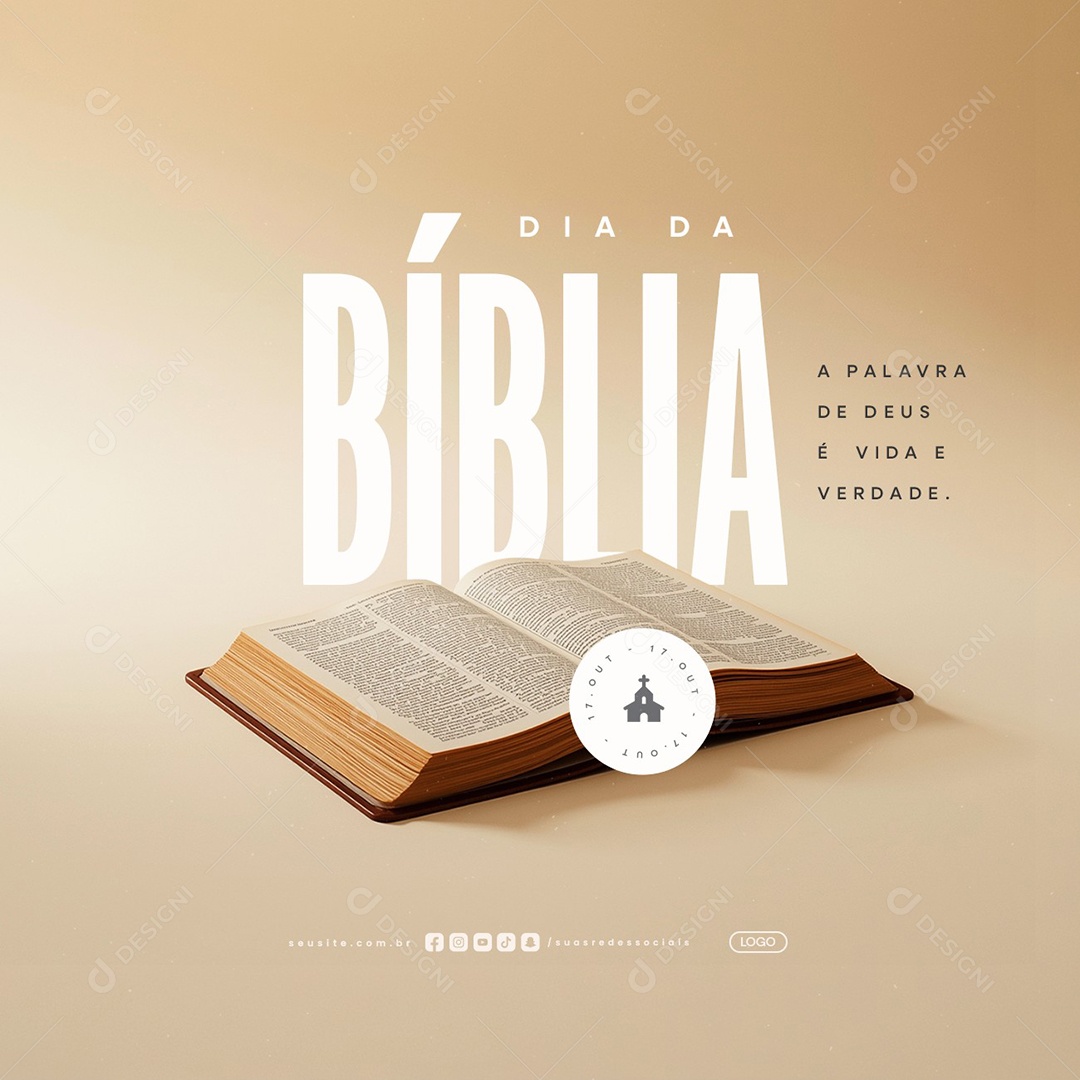 Dia da Bíblia 14 de Dezembro Palavra de Deus é Vida e Verdade Social Media PSD Editável