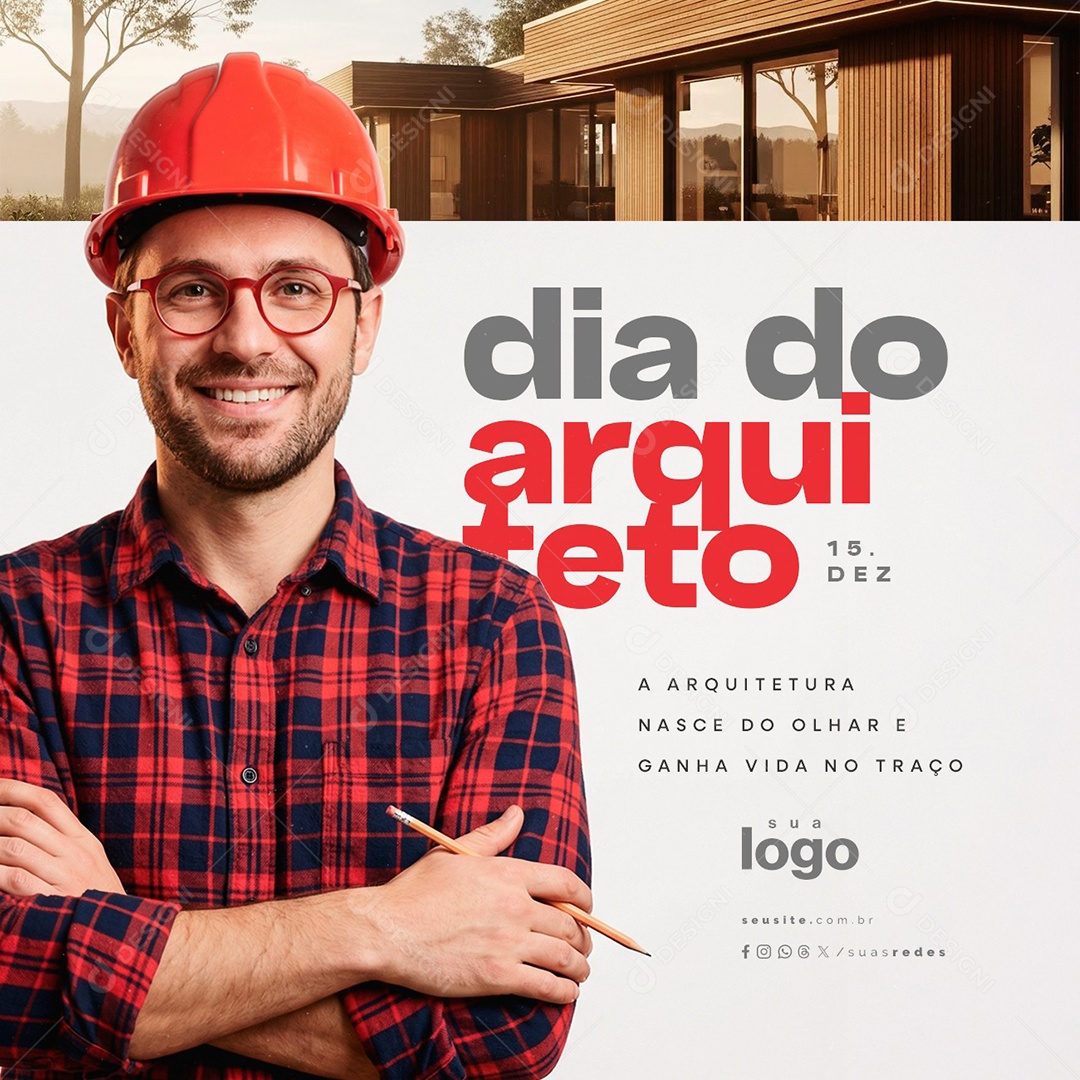 Dia do Arquiteto 15 de Dezembro Social Media PSD Editável