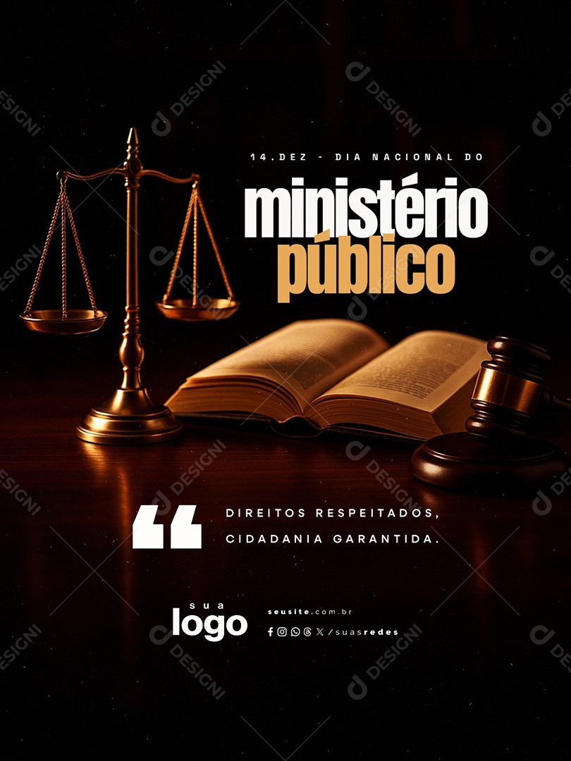Dia Nacional do Ministério Público 14 de Dezembro Direitos Respeitados Social Media PSD Editável