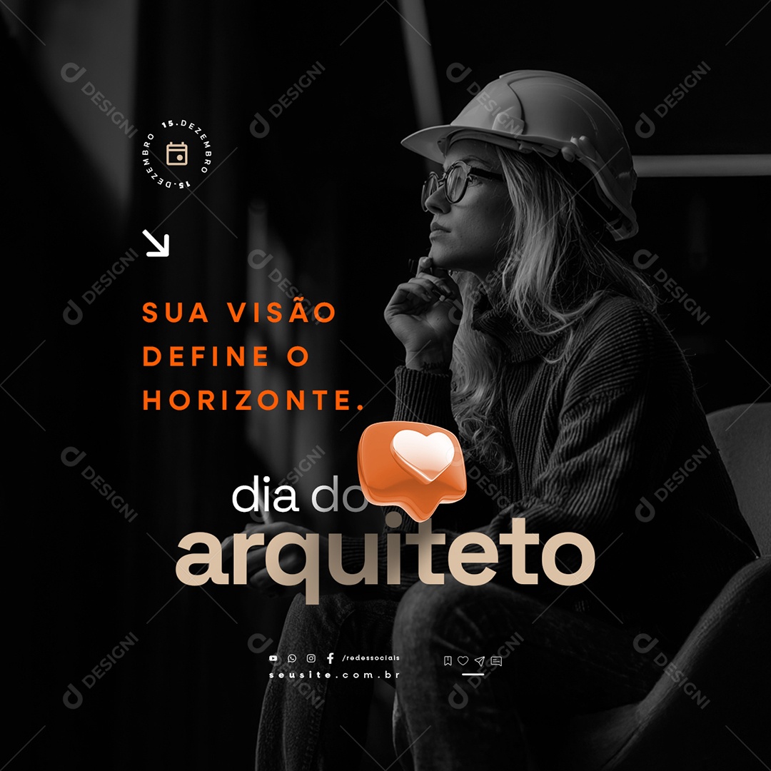 Dia do Arquiteto 15 de Dezembro Sua Visão Define o Horizonte Social Media PSD Editável