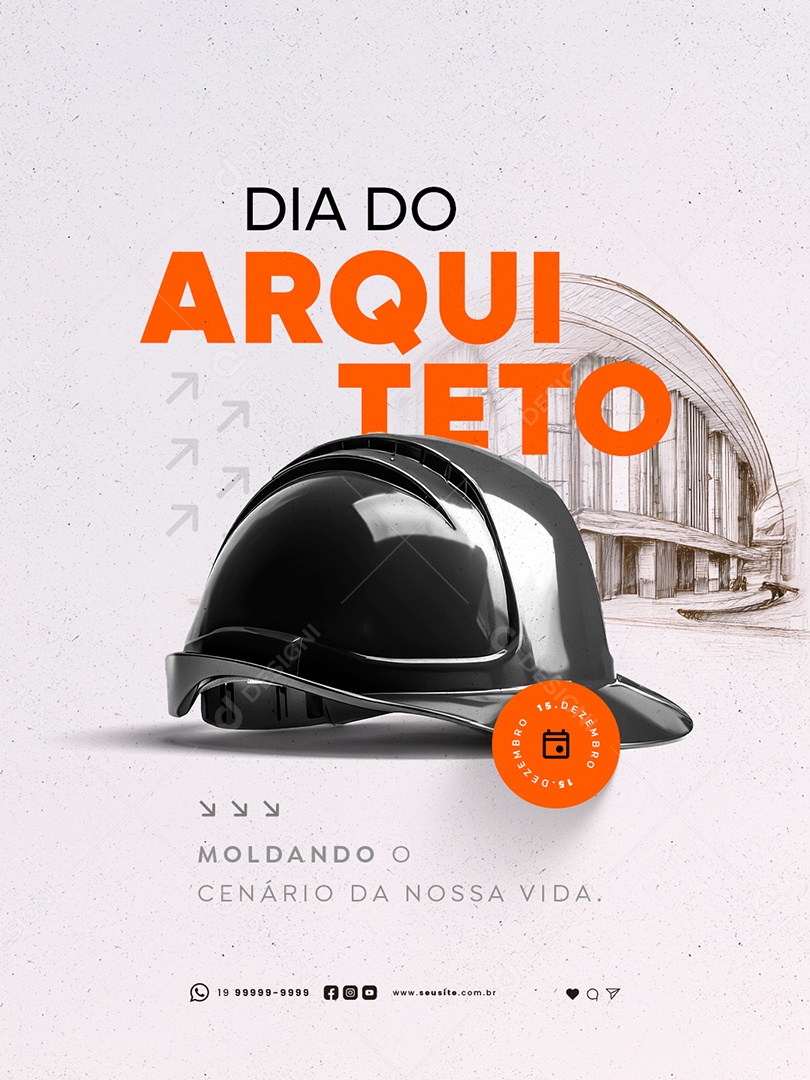 Dia do Arquiteto 15 de Dezembro Moldando o Cenário da Nossa Vida Social Media PSD Editável