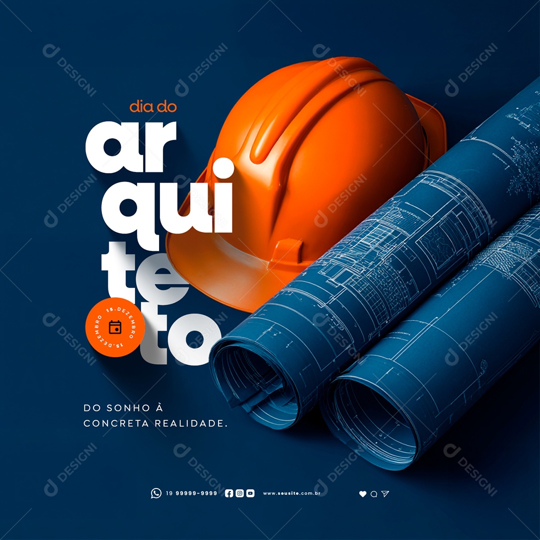 Dia do Arquiteto 15 de Dezembro Social Media PSD Editável