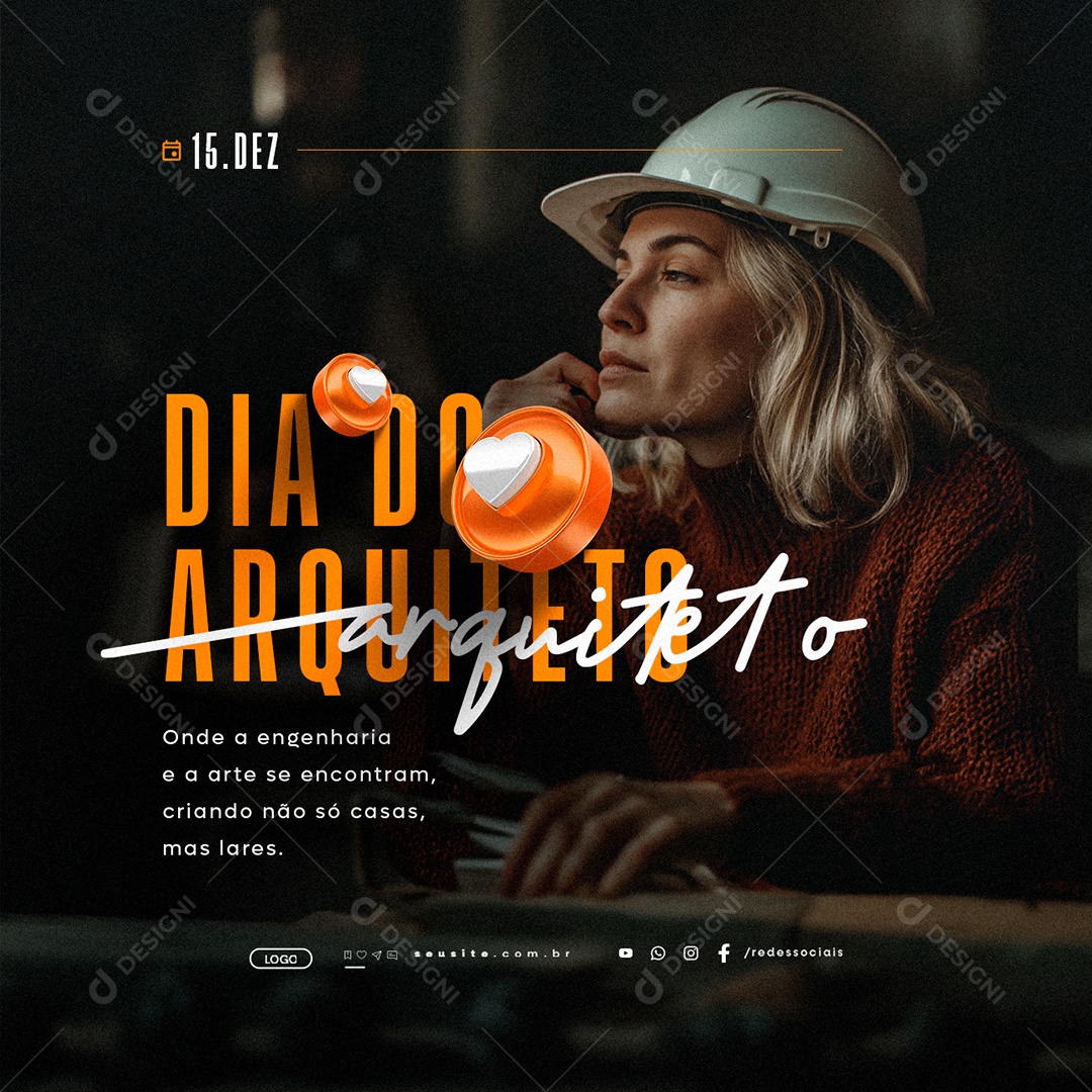 Dia do Arquiteto 15 de Dezembro Social Media PSD Editável
