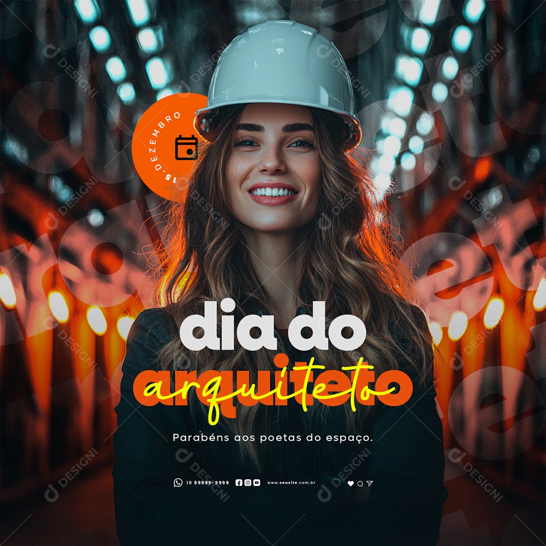 Dia do Arquiteto 15 de Dezembro Parabéns Social Media PSD Editável