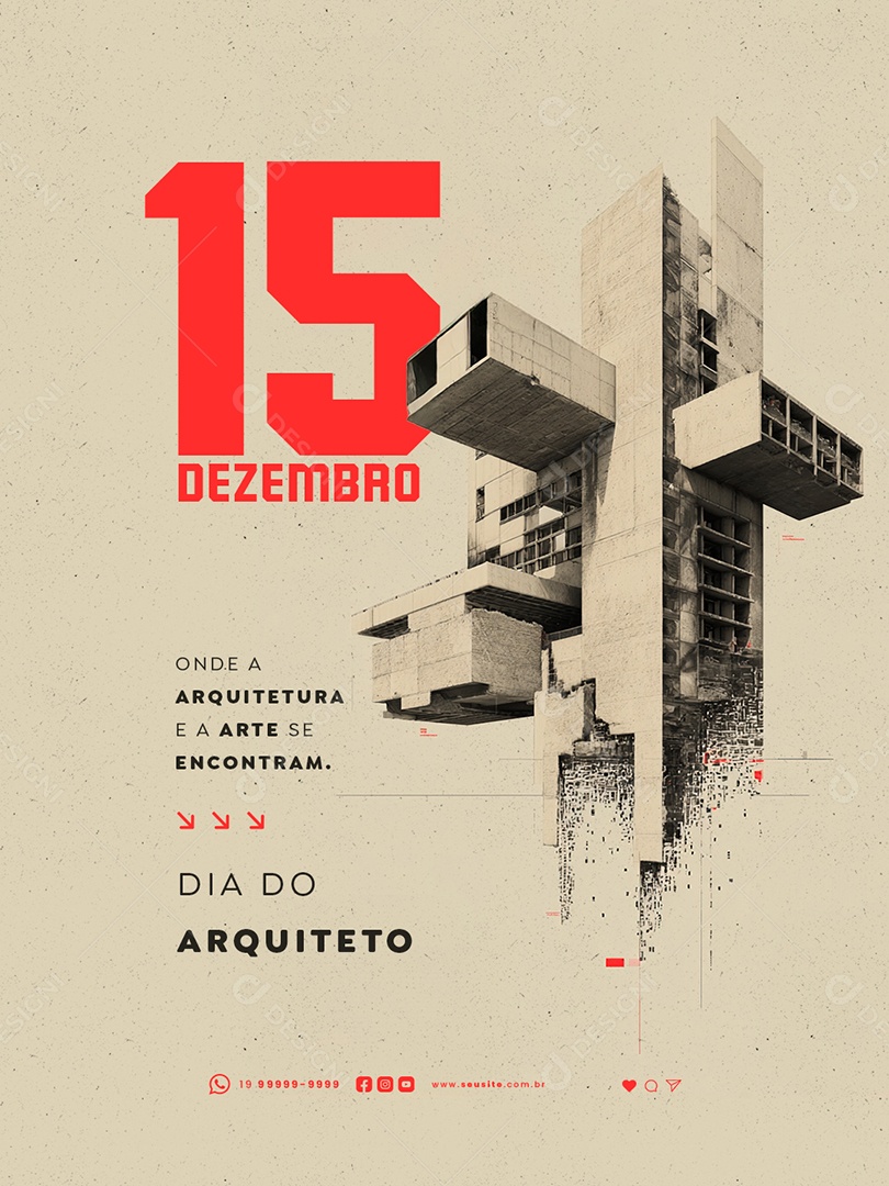 Dia do Arquiteto 15 de Dezembro Onde a Arquitetura é a Arte Social Media PSD Editável