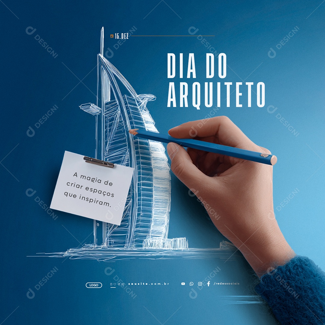Dia do Arquiteto 15 de Dezembro Social Media PSD Editável