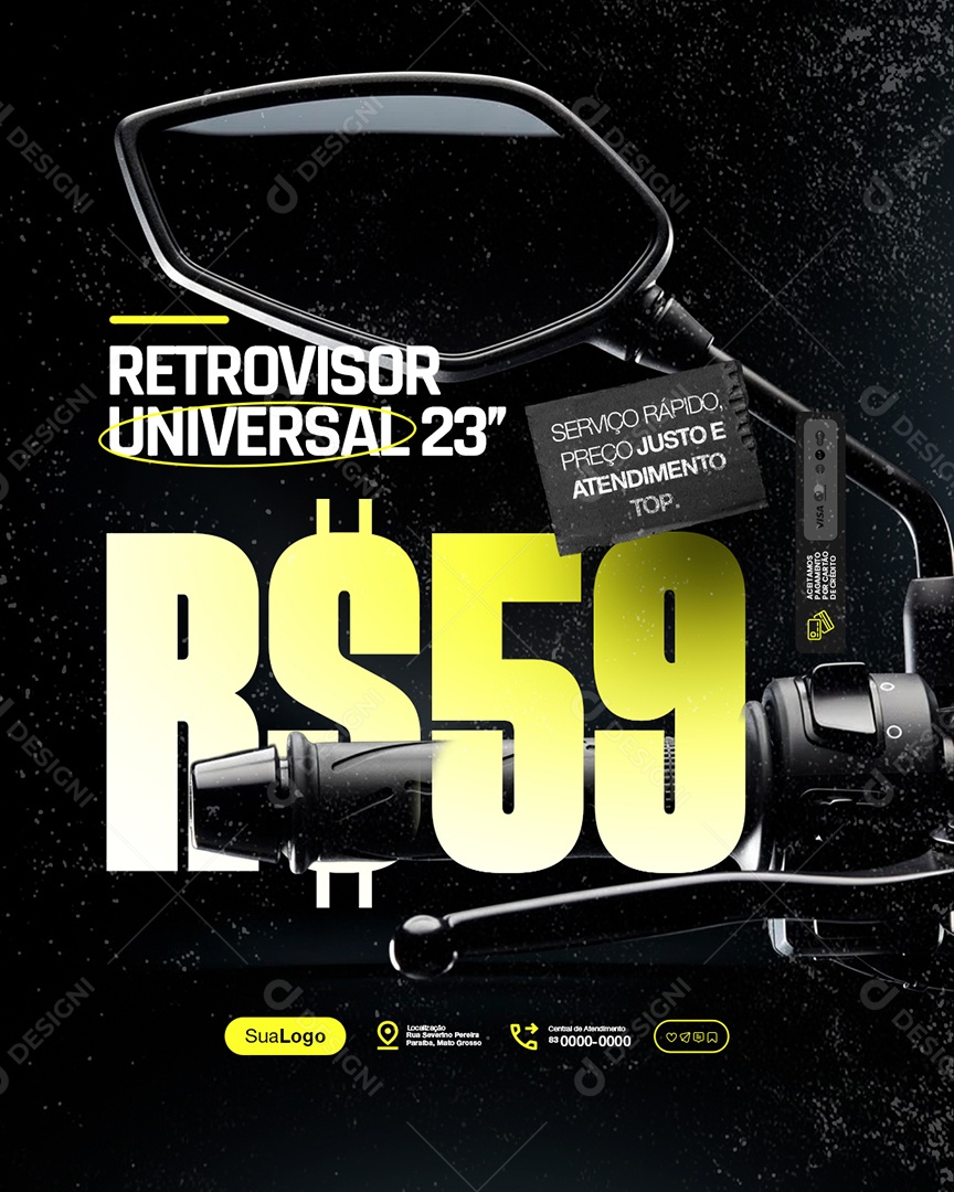 Oficina de Motos Retrovisor Universal Social Media PSD Editável