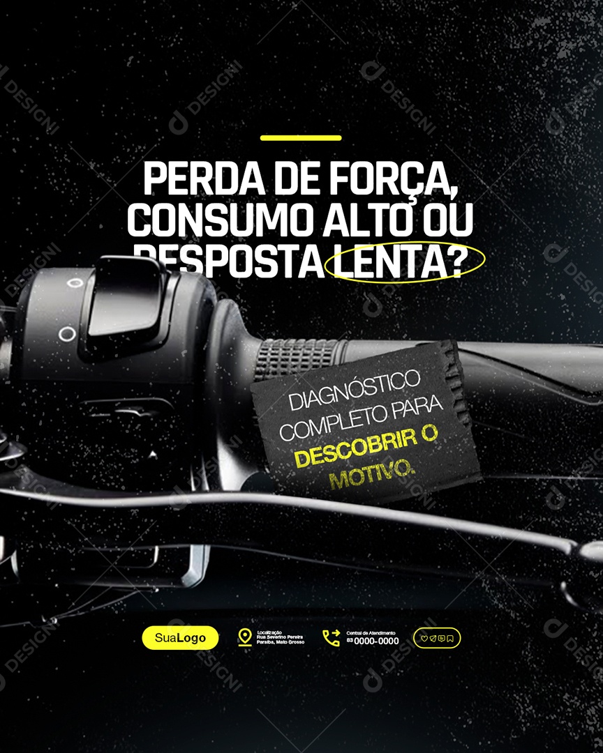 Oficina de Motos Perda de Força Consumo Alto ou Reposta Lenta Social Media PSD Editável