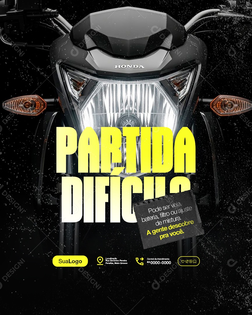 Oficina de Motos Partida Difícil Social Media PSD Editável