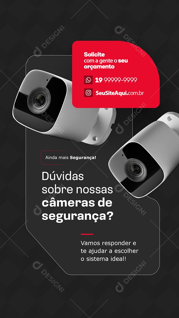 Story Social Media Dúvidas Sobre Nossas Câmeras de Segurança Social Media PSD Editável