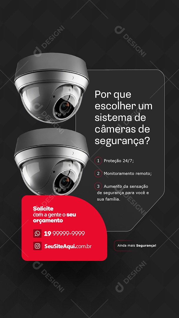 Story Câmeras Proteção Monitoramento Remoto Social Media PSD Editável