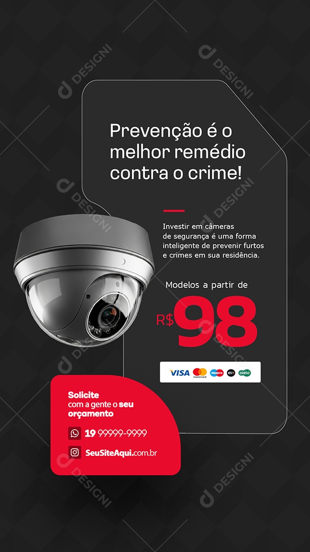 Story Câmeras Prevenção é o Melhor Remédio Social Media PSD Editável