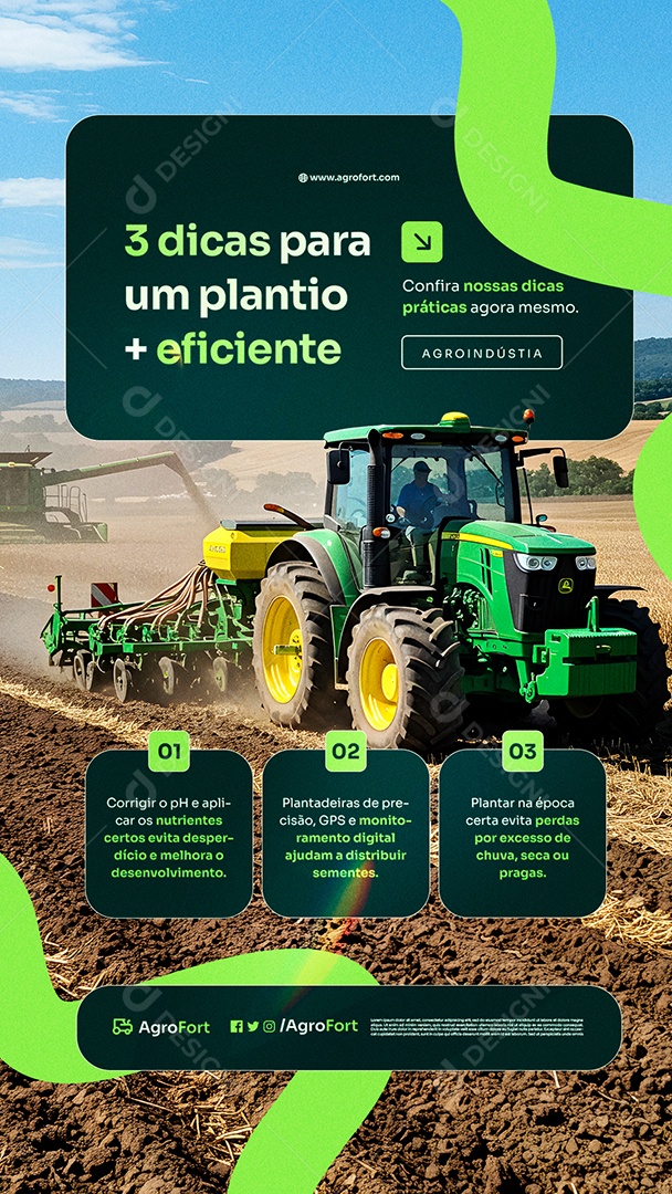 Story Agroindústria Três Dicas para Um Plantio Mais Eficiente Social Media PSD Editável