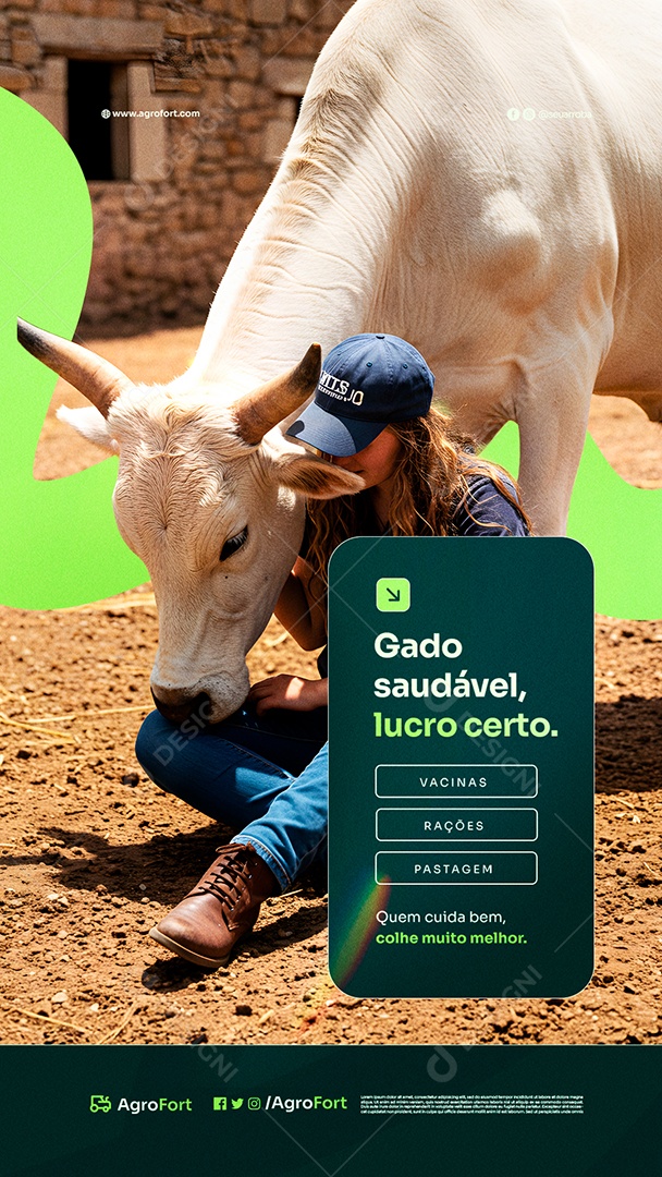 Story Agroindústria Gado Saudável Social Media PSD Editável