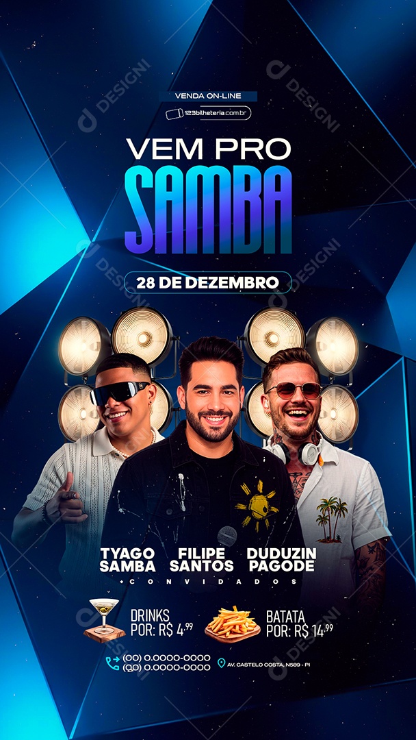 Story Flyer Próximos Shows Vem Pro Samba Social Media PSD Editável