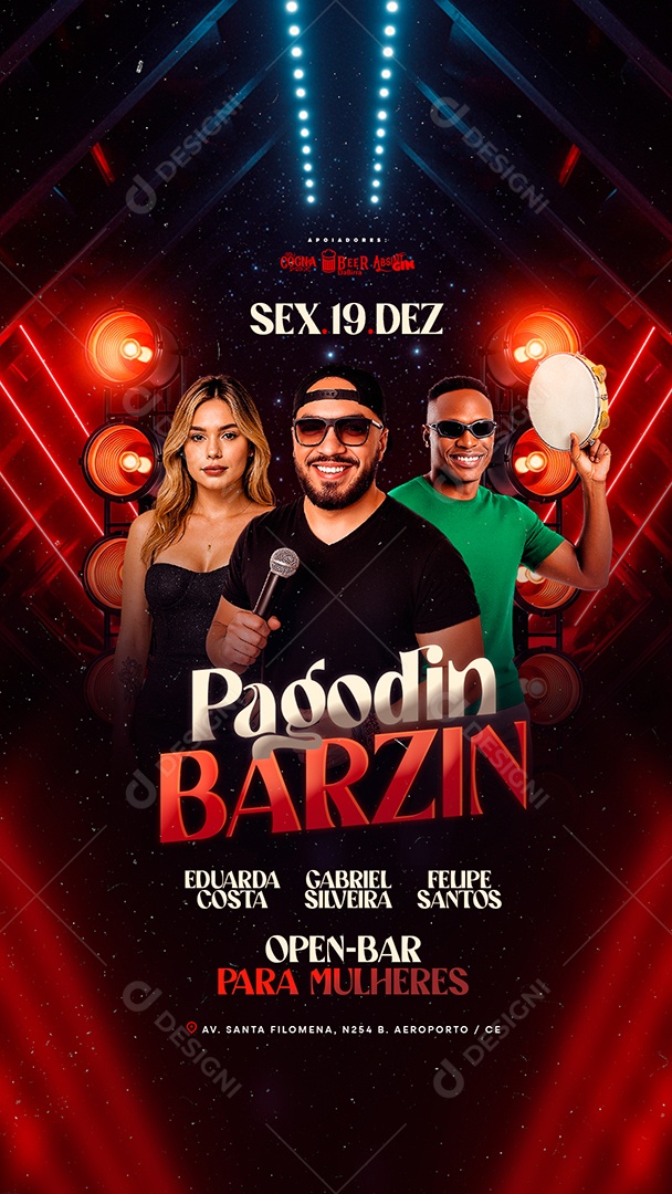 Story Flyer Próximos Shows Pagodin Barzin Social Media PSD Editável