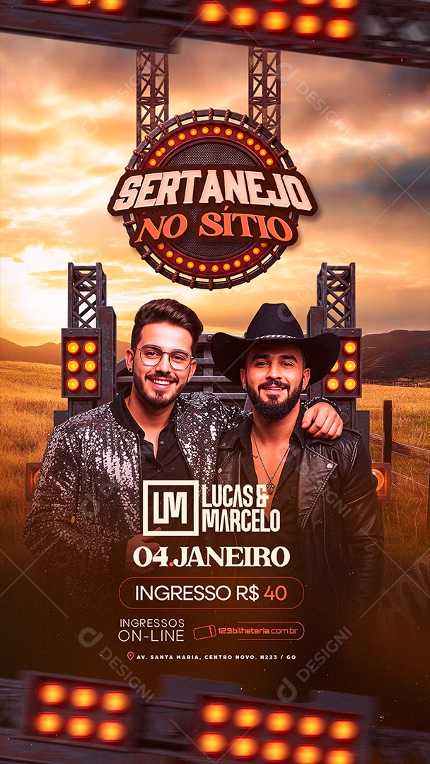 Story Flyer Próximos Shows Sertanejo no Sítio Social Media PSD Editável