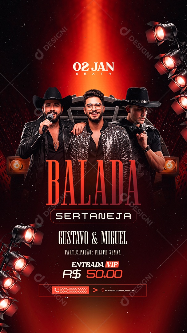 Story Flyer Próximos Shows Balada Sertaneja Social Media PSD Editável