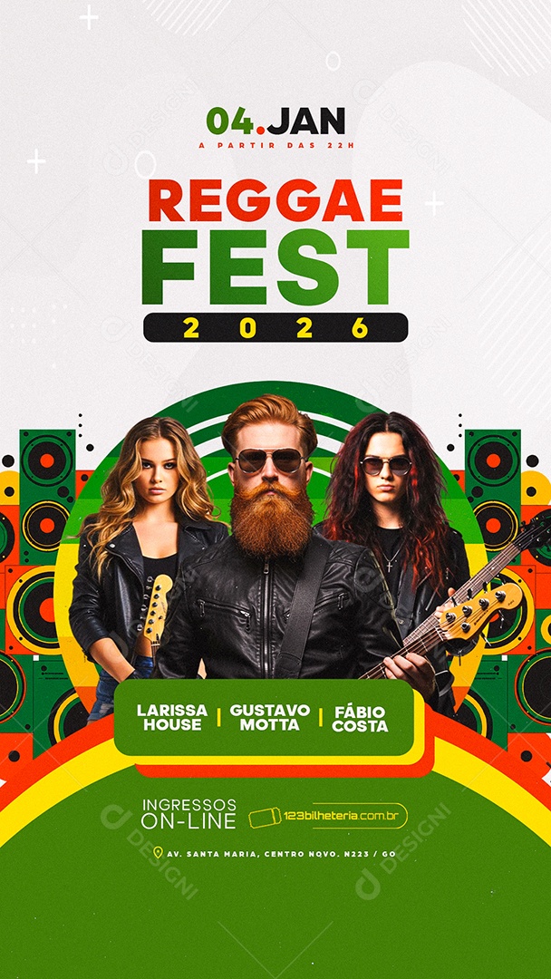 Story Flyer Próximos Shows Reggae Fest 2026 Social Media PSD Editável