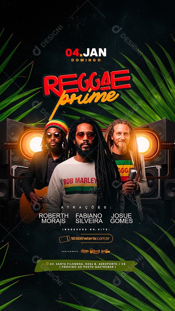 Story Flyer Próximos Shows Reggae Prime Social Media PSD Editável
