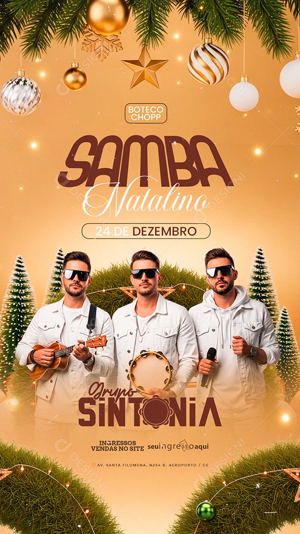 Story Flyer Próximos Shows Samba Natalino Social Media PSD Editável
